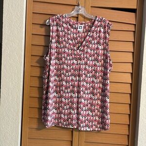 Anne Klein v-neck sleeveless blouse xl woman’s. Multi color